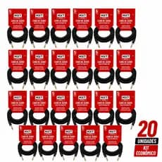 Kit 20 Cabos P10 Mono 5 Metros MXT Gold Para Guitarra Violão Teclado Amplificador