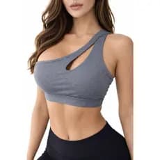 Top Feminino Um Ombro Gota Suplex Fitness Academia Com Bojo Removível Treino
