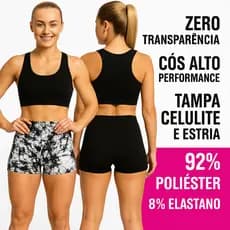 Kit 2 Shorts Feminino Marmorizado Fitness Academia Cintura Alta Meia Coxa Tie Dye Treino