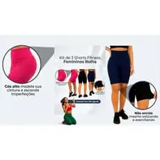 Kit 3 Bermuda Feminina Bolha Brocada Fitness  Academia Brocado