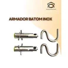 Gancho Armador Batom Inox 3/8  de rede Embutir - 1 Par