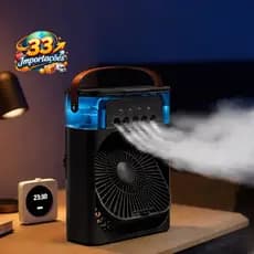 Mini Ar Condicionado Portátil Climatizador Ventilador Umidificador de Mesa USB-C 3 Velocidades 7 Luzes LED Silencioso