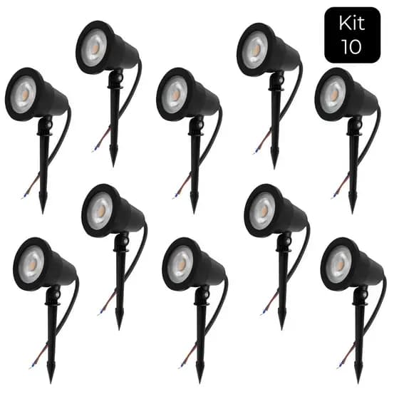 Kit 10 Luminária Espeto Jardim Luz Led 7w Prova D'água IP65 Externo Iluminação Focal