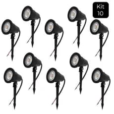 Kit 10 Luminária Espeto Jardim Luz Led 7w Prova D'água IP65 Externo Iluminação Focal