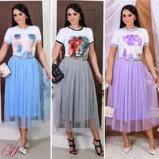 Saia Tule de Brilho Glitter Colorida Forrada Moda evangélica Para Congresso