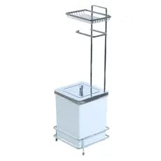 Suporte Para Lixeira Quadrada Com Porta Papel Higiênico E Celular Organizador De Banheiro Lavabo Com Lixeira 6,5 Litros