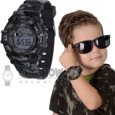 Relógio Infantil Camuflado Esportivo Digital a Prova Dágua Unissex mais CaixinhaRelógio Infantil Camuflado Esportivo Digital a Prova Dágua Unissex mais Caixinha