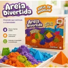 Areia Mágica de Modelar Colorida 300g com Moldes Kit Educativo Infantil Castelo