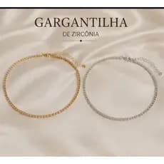 Gargantilha Choker de Zircônia Feminina -Prata ou Dourada
