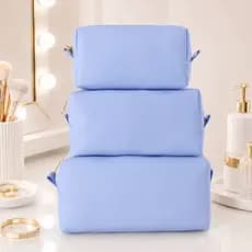 Kit Necessaire 3 Peças Feminina Luxo Organizador de Viagem Multiuso Maquiagem Cosméticos com Zíper
