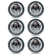 6 cera Modeladora Preta Pigmentada Fixação 120g monster barber escurecedora de barba bigode e cabelo