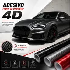 Vinil Adesivo de Fibra de Carbono 4D Para Envelopamento Automotivo Capô, Teto, Retrovisor e Moto