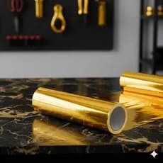 Vinil Adesivo Dourado Brilhante Semi Espelhado Bublee para Recorte Balão Plotter Silhouette