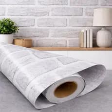 Papel de Parede Vinílico Tijolinho Branco Autocolante Impermeável Lavável Casa Apartamento