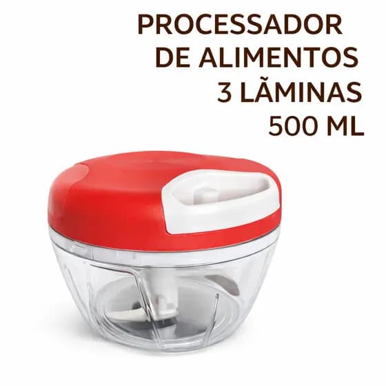 Mini Processador Alimentos Manual 3 Lâminas 500ml Triturador