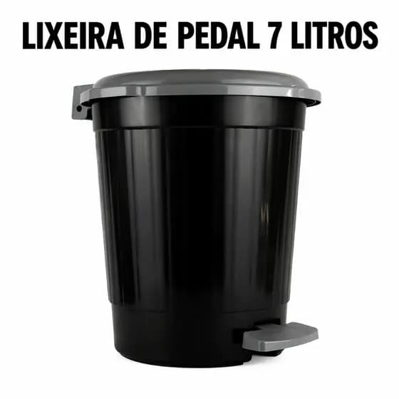Lixeira de Pedal 7 Litros Redonda Plástico Banheiro Cozinha