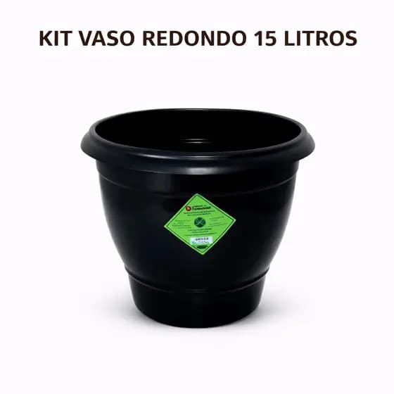Kit 2 Vaso 15 Litros Preto Plástico Jardinagem Hortaliças Horta