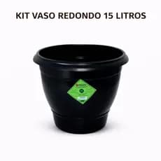Kit 2 Vaso 15 Litros Preto Plástico Jardinagem Hortaliças Horta