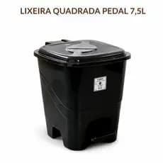 Lixeira Pedal 7,5 Litros Preto Sala Banheiro Escritório Cozinha