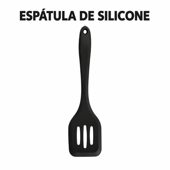 Espátula Silicone Vazada Premium Talher Útil Cozinha Frigideira não Gruda Resistente Calor