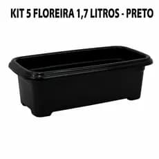 Kit 5 Floreiras Jardineira Plástico Preto Versátil Flores Horta Jardinajem