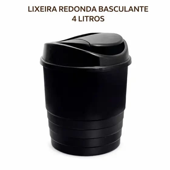 Lixeira Pia Plástico Preto 4 Litros Cozinha