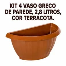 Vasos Kit com 4 Unidades de Parede Terracota 2,8L Plástico Resistente Jardim Vertical