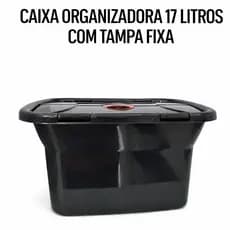 Caixa Organizadora 17 Litros Versátil Multiuso Com Tampa Plástico Preto.