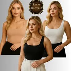 KIT 3 Blusinha Regata Feminina Básica Casual Suplex Moda Blogueira
