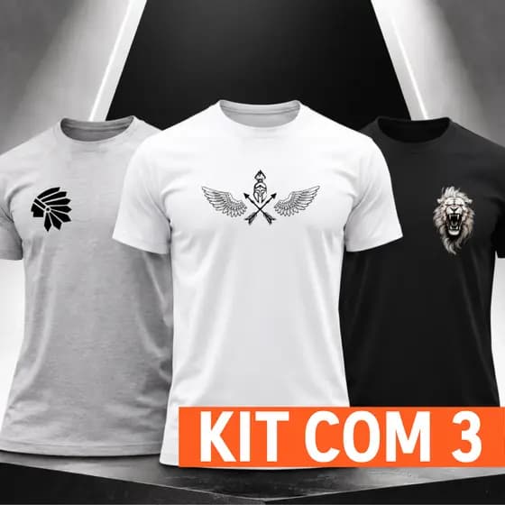 Kit 3 Camiseta Masculinas 100% Algodão Manga Curta Básica Estampada Confortável Promoção Atacado Barato Academia Treino