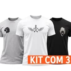 Kit 3 Camisetas Premium Slim Fit Camisa Básica Algodão Unissex Moda Casual