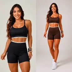 Conjunto Fitness Blogueira Top e Shorts Sem Transparência Empina Bumbum