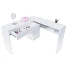 Mesa Manicure L Com Gaveta Completa 100% Resistente Salão de Beleza Cabelereiro Cílios Escrivaninha Estudo