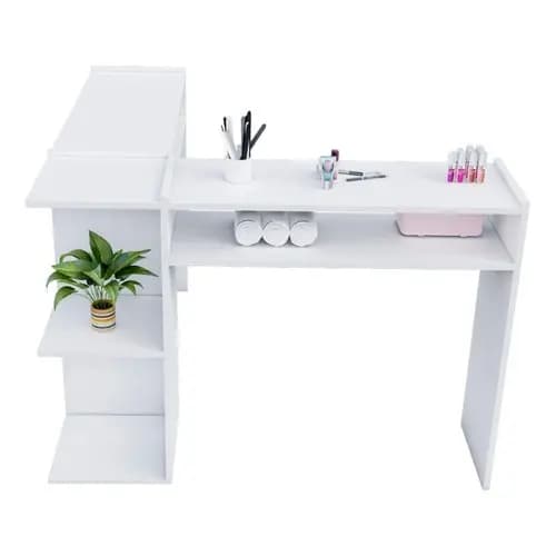 Mesa Para Manicure Em L Salão de Beleza Cabelereiro Estética Moderna Mdf Oferta