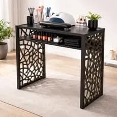 Mesa De Manicure Aparador Multiuso Gruvyer Mdf Preto Resistente
