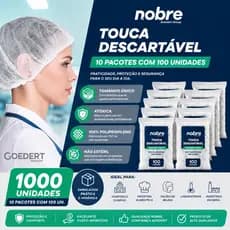 1000 Toucas TNT Sanfonada Branca Nobre Hospitalar Estética