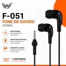 Fone de Ouvido para Celular PC Notebook Cabo P2 Estéreo 3,5mm com Microfone | Automex F-051