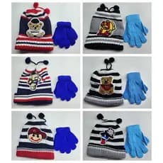 Kit infantil meninos touca e luva 0-6 anos