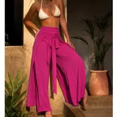 Calça pantalona praia transpassada viscolinho