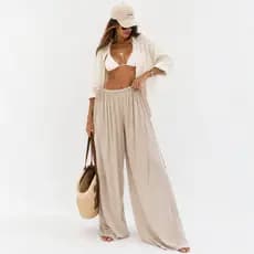 Calça pantalona casual ou praia aladim versátil PP P M G e GG modelo 2em1
