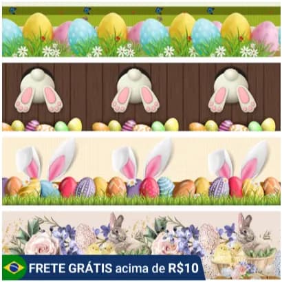 12 Barrinha Pano Prato Tema Páscoa Tricoline 85% Poliester 15% Algodão por metro