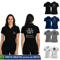 4 Camisa Polo Personalizada Feminina com Sua Marca | Malha Piquet | Uniforme Profissional
