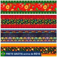 12 Pano Prato Tema Festa Junina Tricoline 85% Poliester 15% Algodão
