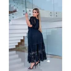 Vestido Feminino Maxi Midi Godê Manga Média Casual Festa Elegância Caprichosa Moda Evangélica Igreja