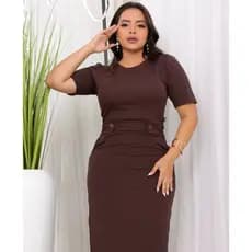 Vestido Feminino Orquídea Forrado Com Bolso Meia Manga e Fenda Tecido Em Viscolycra Premium