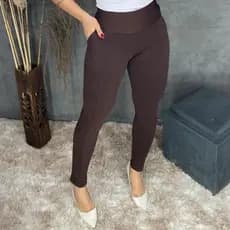 Calça Feminina Montaria Com Bolso Tecido Flanelado Sem transparência Cor Marrom