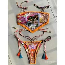 Biquíni Cropped Estampado 2025 para Mulheres, Moda Praia Brasileira, Conjunto de Biquíni de Duas Peças, Maiô de Corte Al