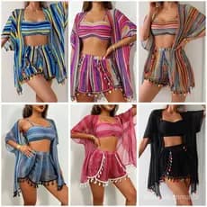 Conjuntos de Praia Femininos 2026 com Shorts, Conjuntos de 2 Peças, Biquínis, Moda Praia Feminina, Maiô de Duas Peças, T