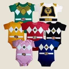 Poderoso Morphin Power Rangers Baby Onesie Algodão Super-Herói Recém-Nascido Onesies PH KW7W
