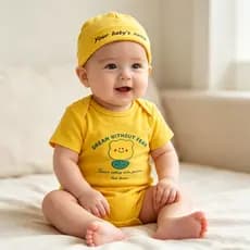 Conjunto de Roupas Personalizadas para Recém-Nascidos, Macacão de Algodão Macio + Chapéu, Estampa de Flores em Estilo Ca